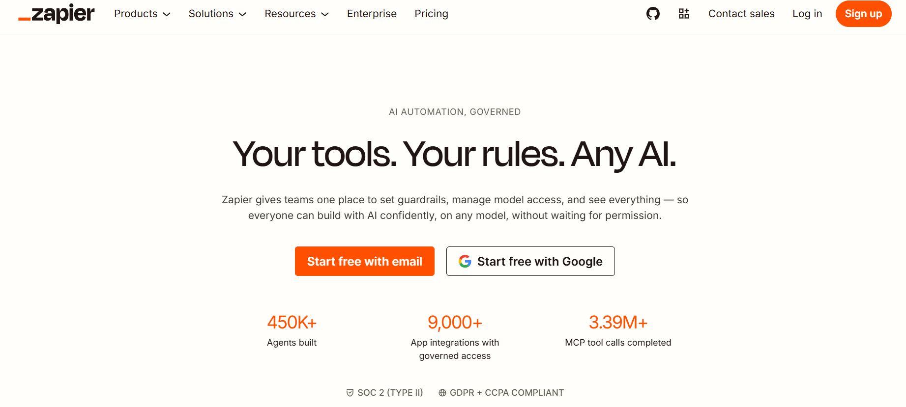 zapier web landing page