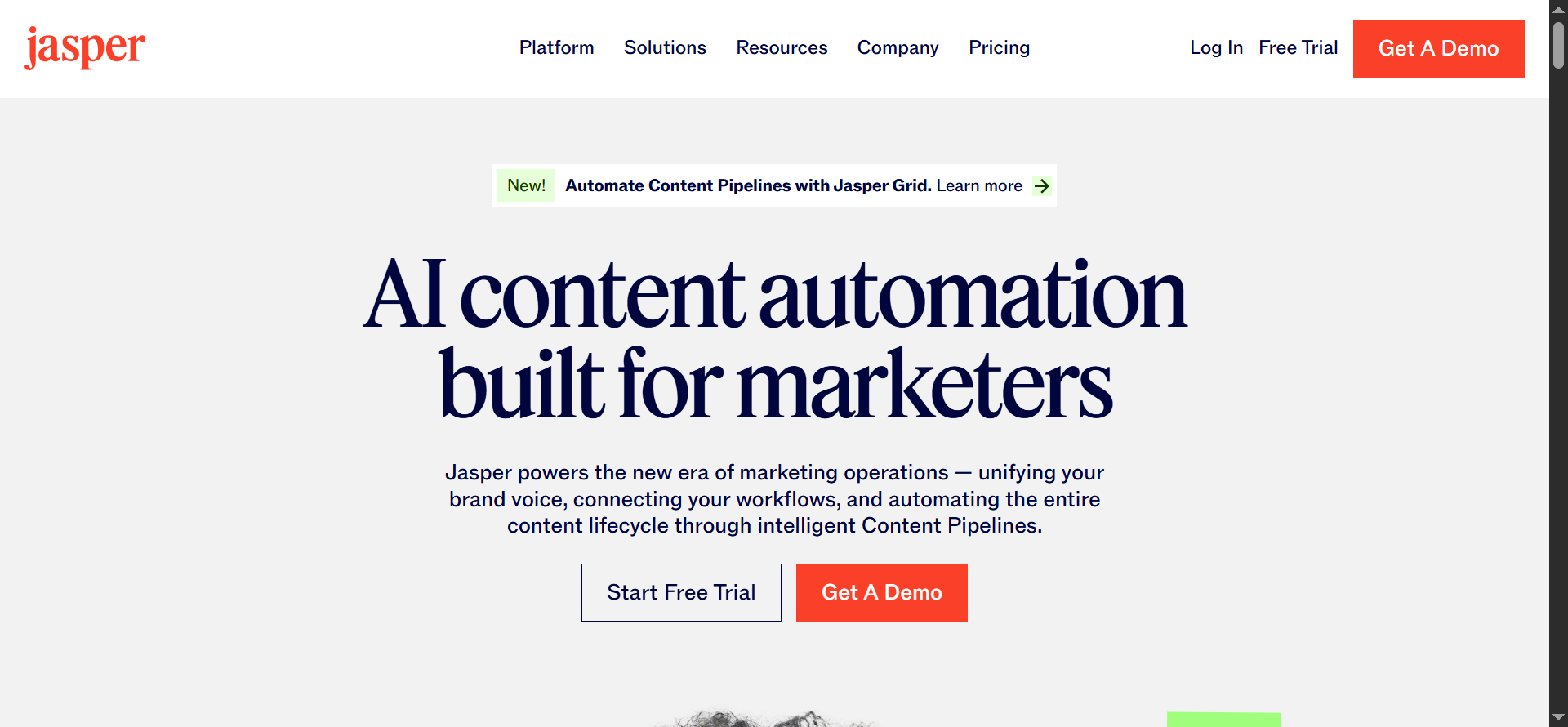 jasper ai web landing page