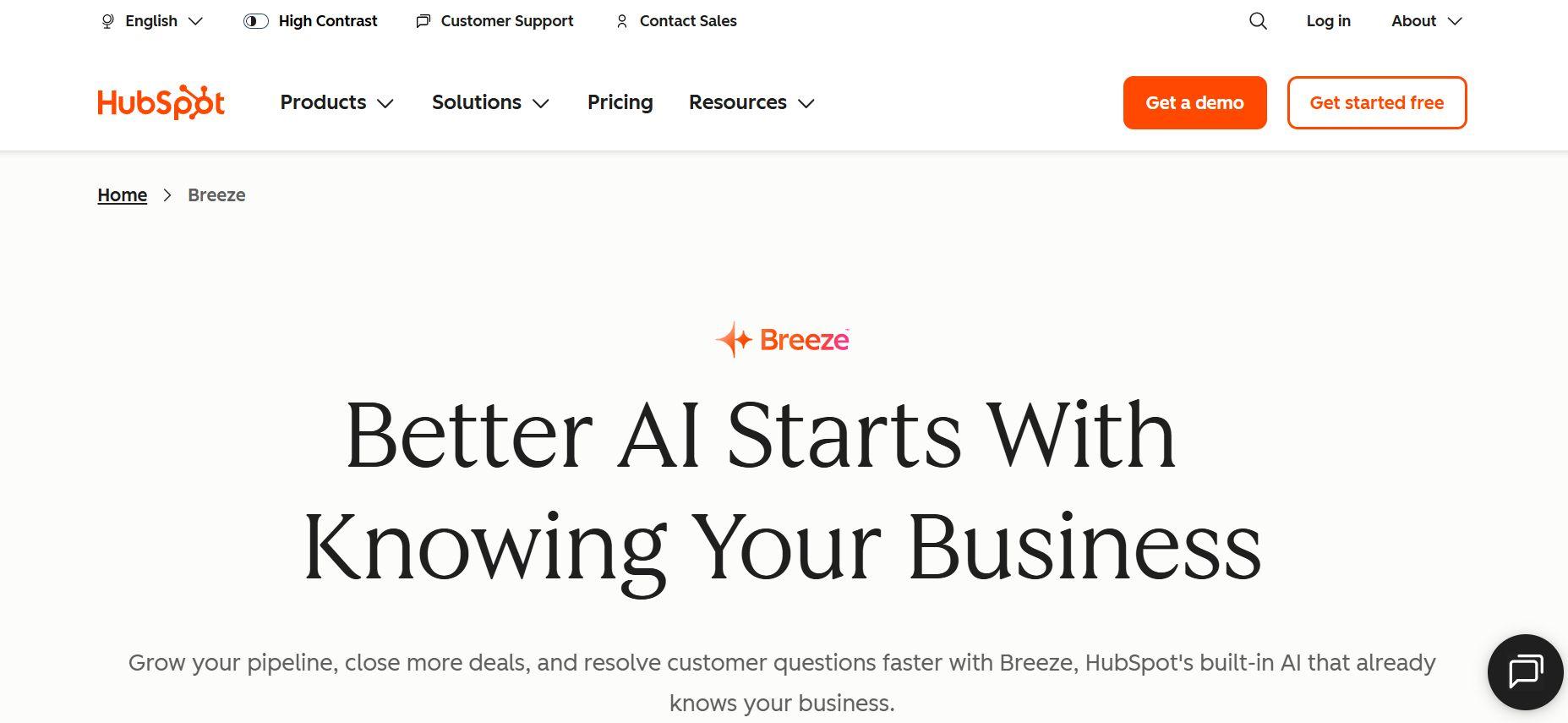 hubspot ai home page