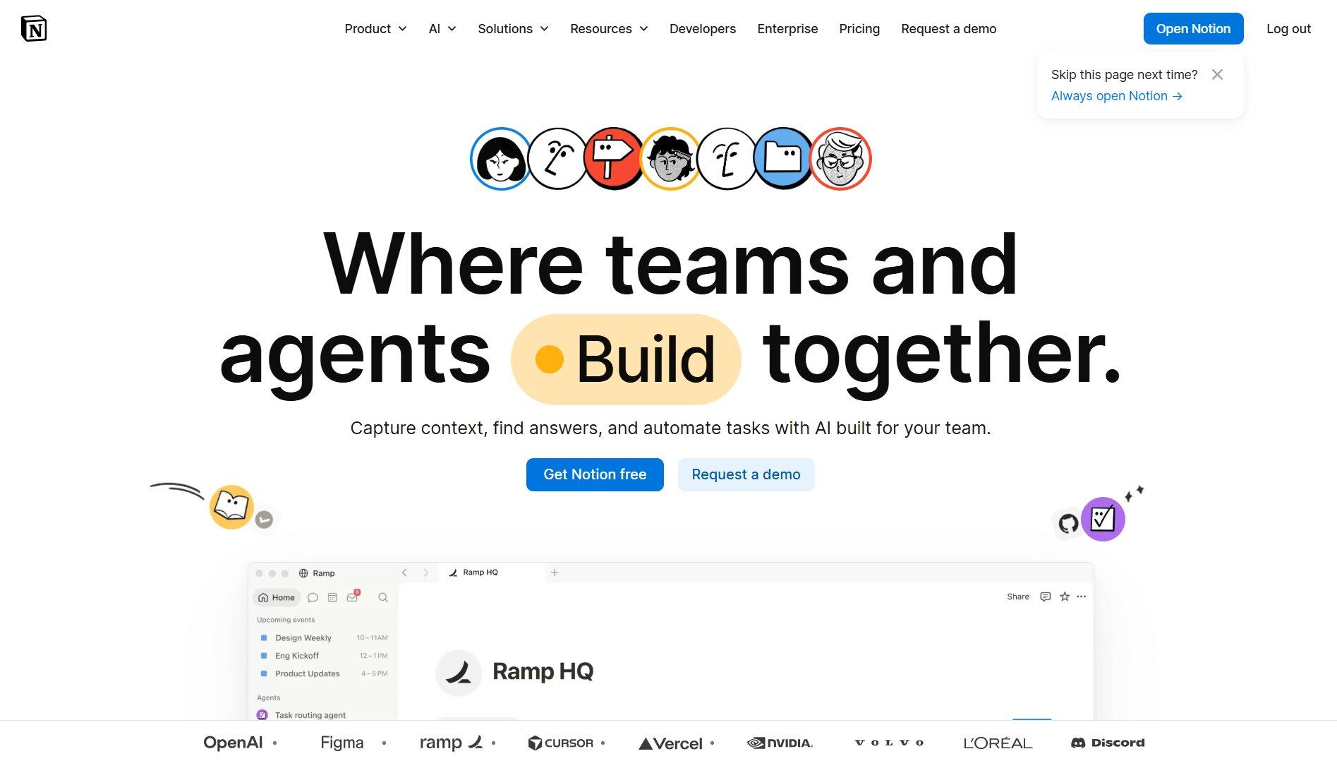 notion ai homepage