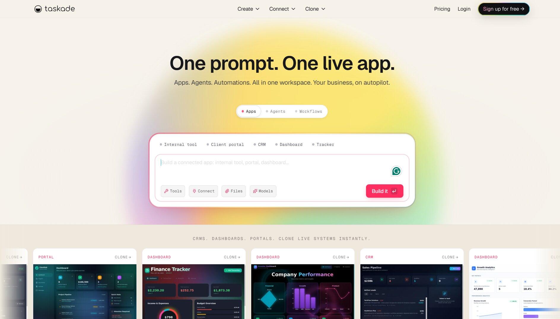 taskade homepage
