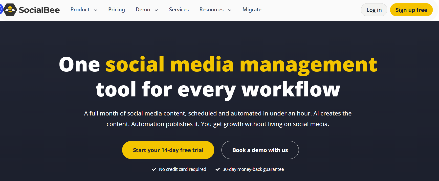 socialbee ai landing page