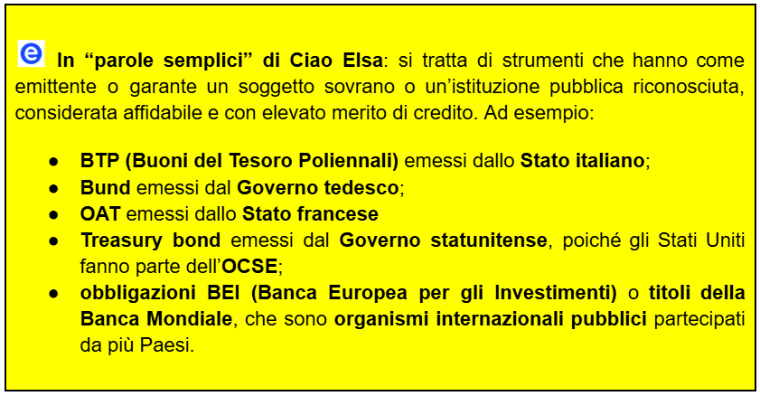 investimenti da strumenti con emittente fondo sovrano o istituzione pubblica