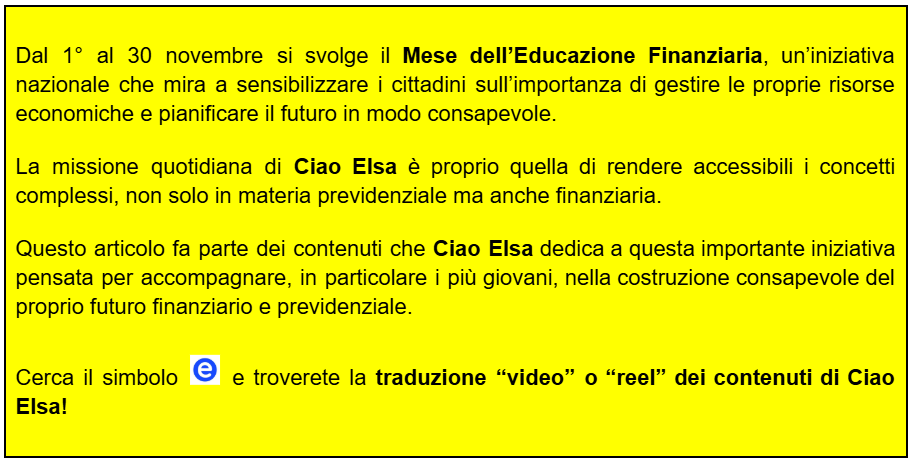 mese educazione finanziaria ciao elsa