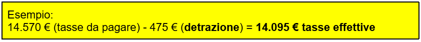 esempio calcolo detrazione