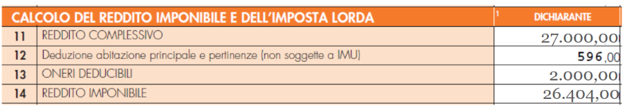 calcolo reddito imponibile versamento bonifico