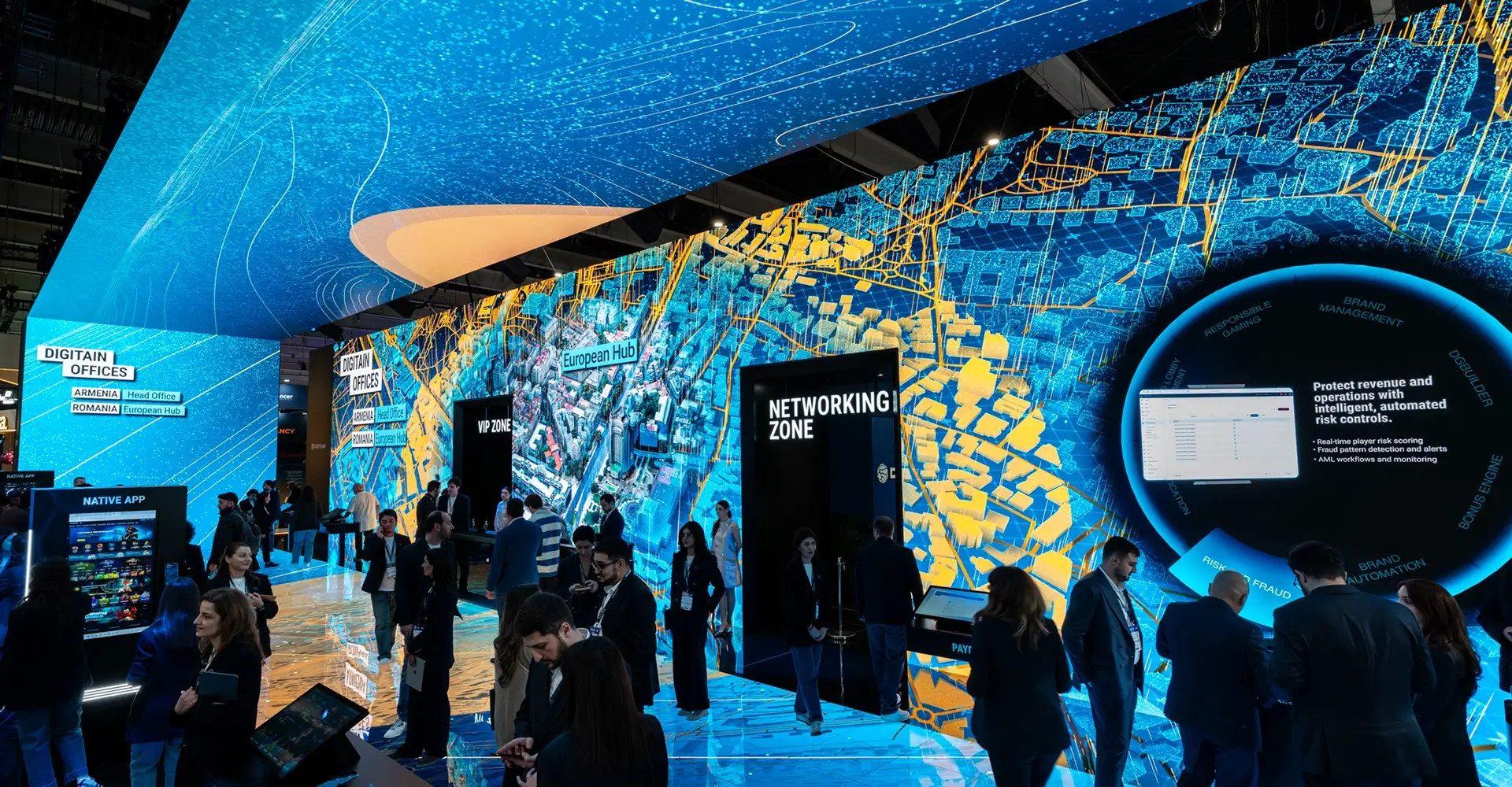 Insert Productions supplied LED screens and technical production services for Digitain exhibition stand at ICE congress 2026