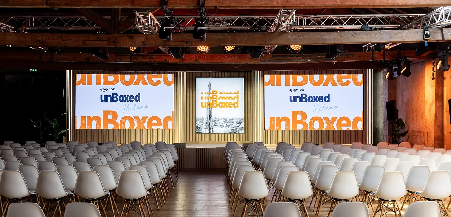 Amazon Ads conference, with AV hire and technical production services from Insert Productions