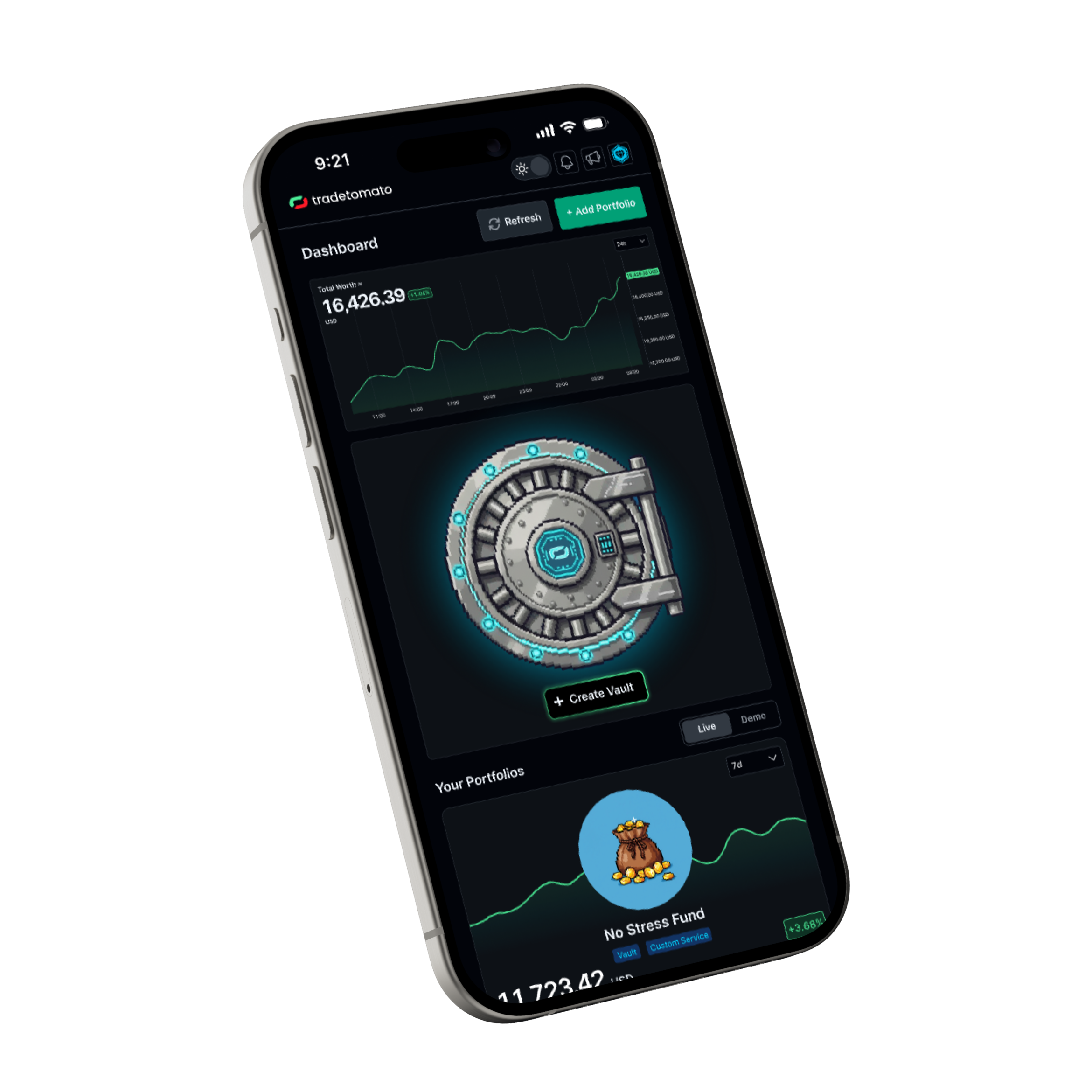 Tradetomato Vault Mobile View
