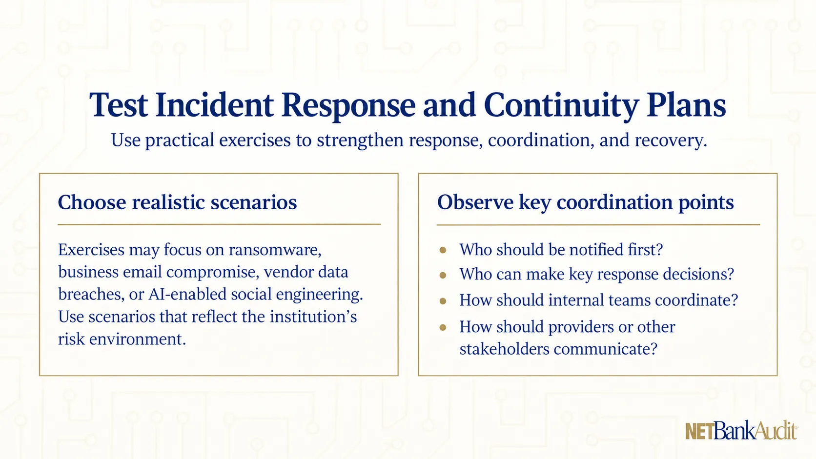 Test incident response and continuity plans