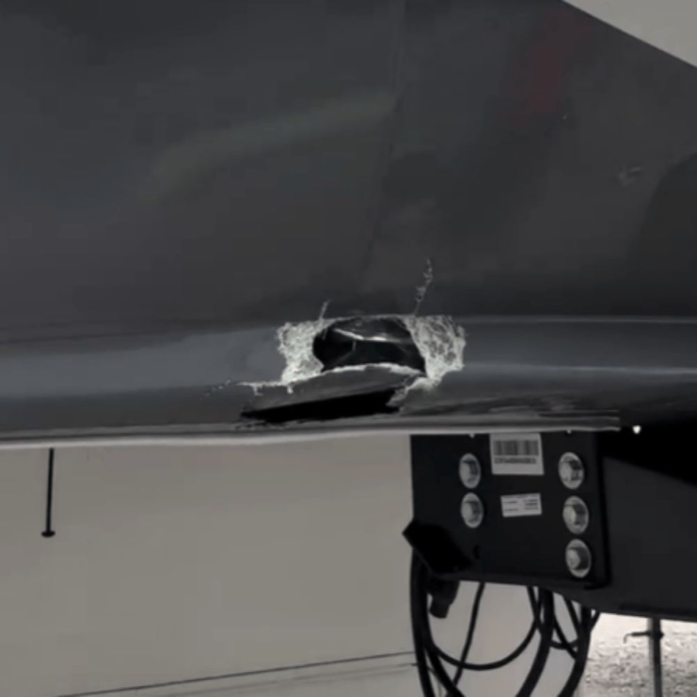 An RV front cap before repair at Fiberglass Worx