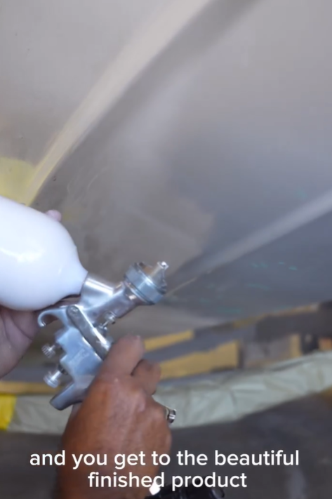 An RV front cap after repair at Fiberglass Worx