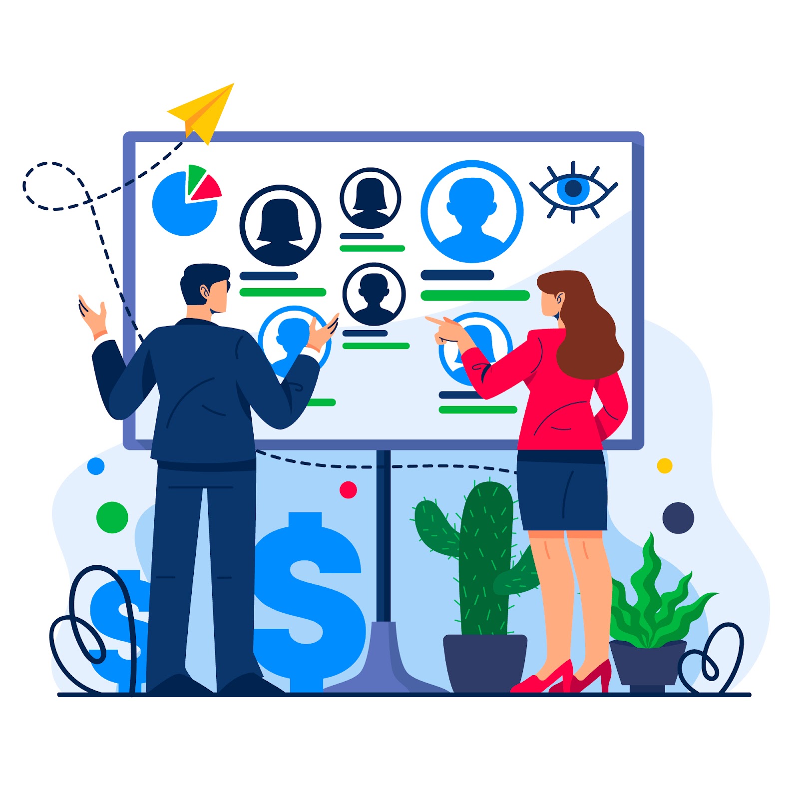 Illustration of a sales team defining their Ideal Customer Profile