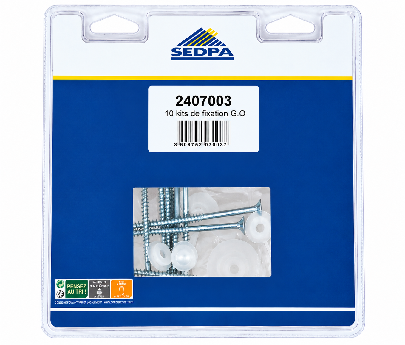 Kit de fixation GO pour plaques ondulées PVC, polyester et polycarbonate