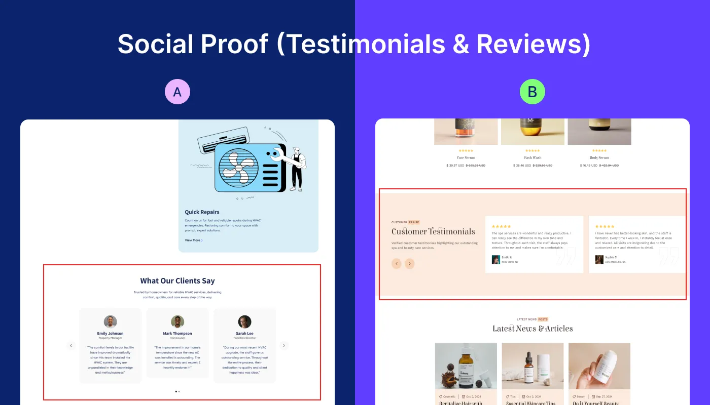 Social Proof (Testimonials & Reviews)