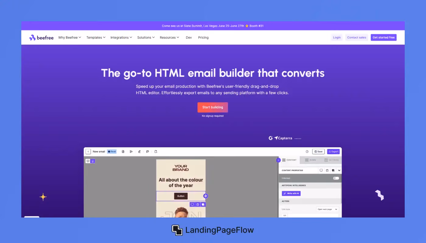 Beefree - Drag-and-Drop Landing Pages with Email Design Focus