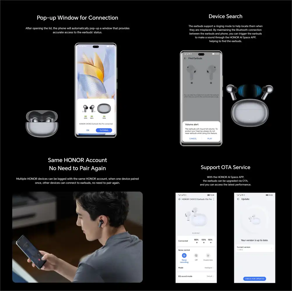 Honor Choice X5 Pro 46dB ANC LDAC HiRes Audio Earbuds 4