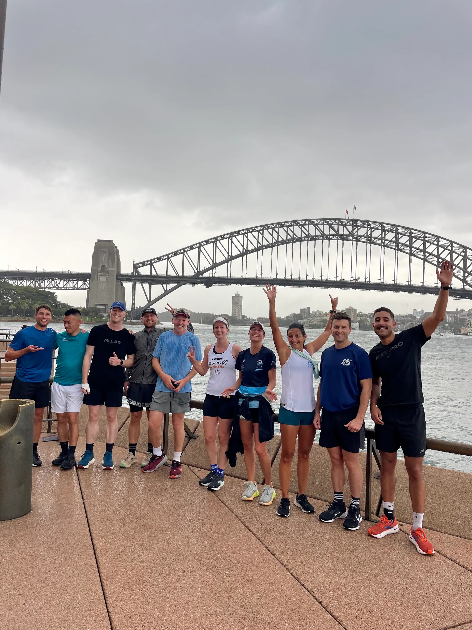 Run club gathered together by Sydney Harbour