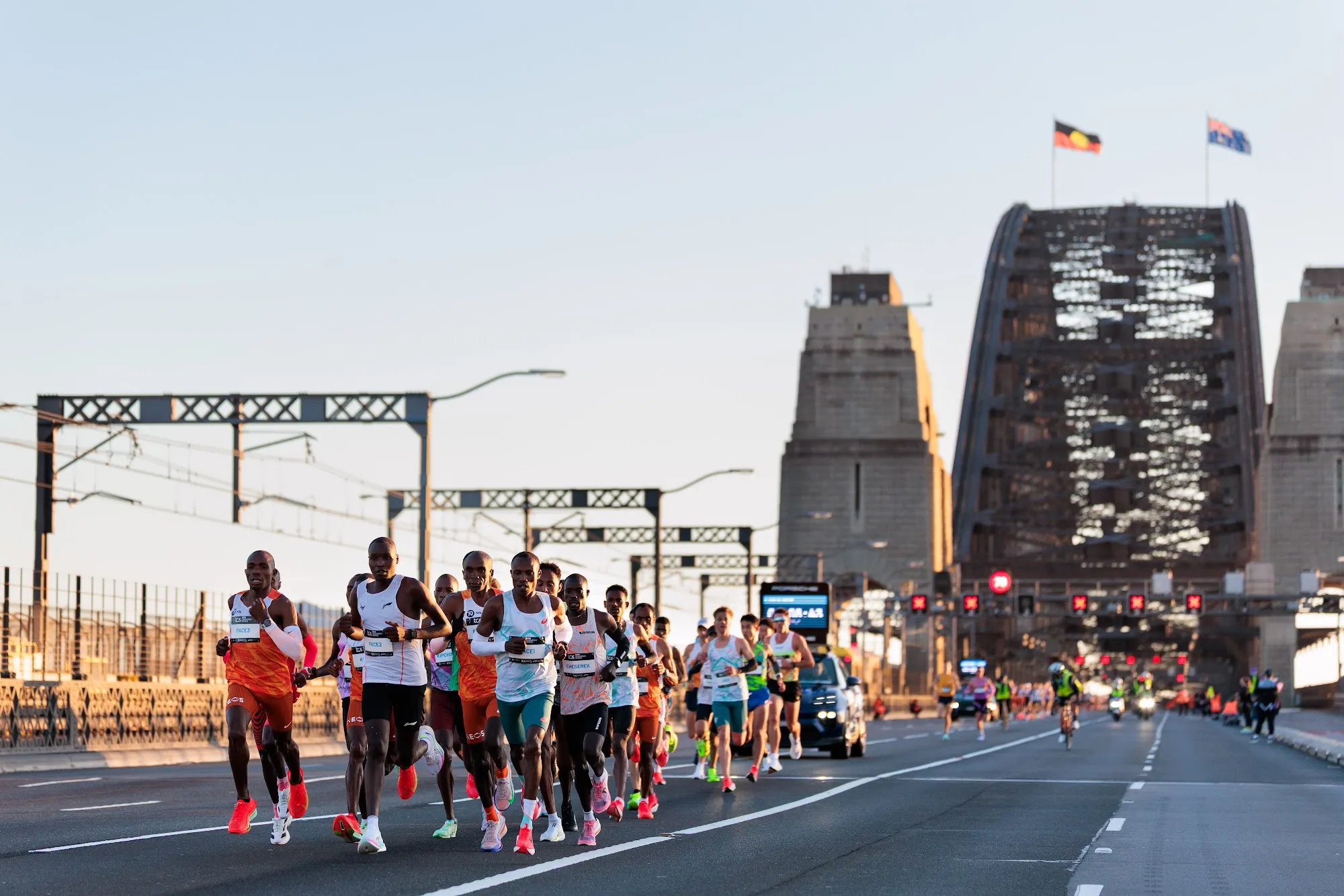 Runners crossing the Sydney Harbour Bridge during the TCS Sydney Marathon