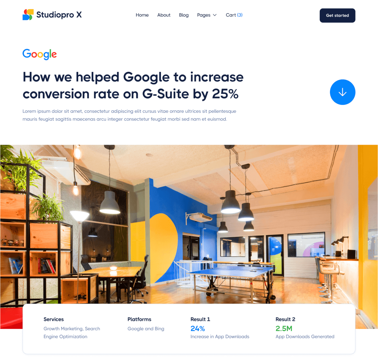 Studiopro X - Case Study Single page - Inbound Marketing Agency Webflow Template