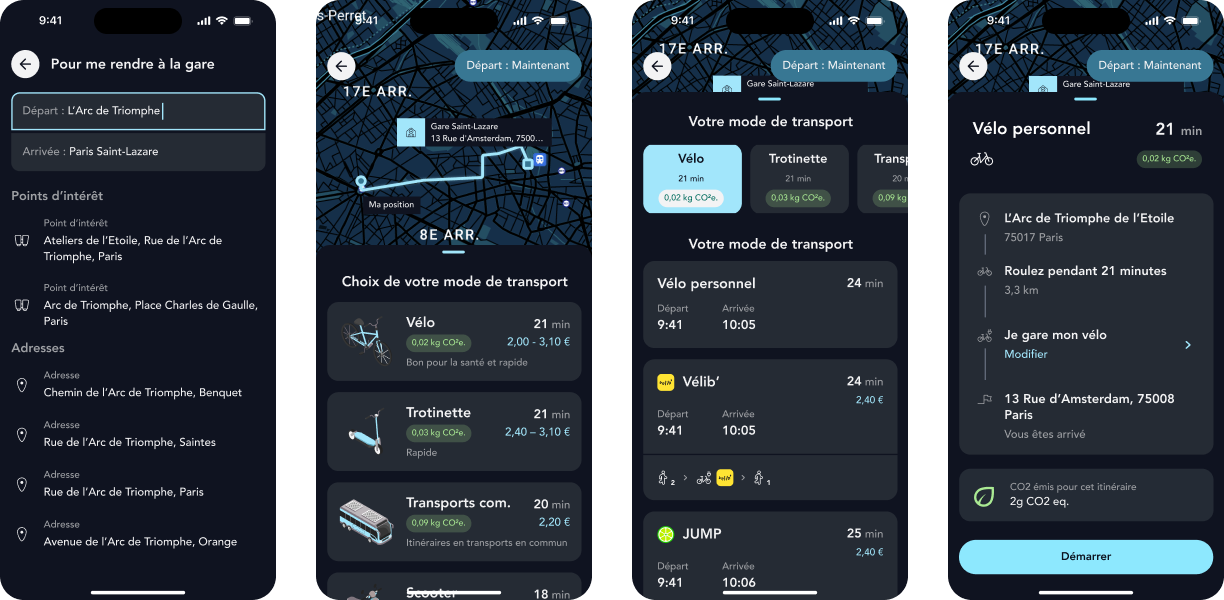 Mockups de l'application SNCF Connect & Tech.