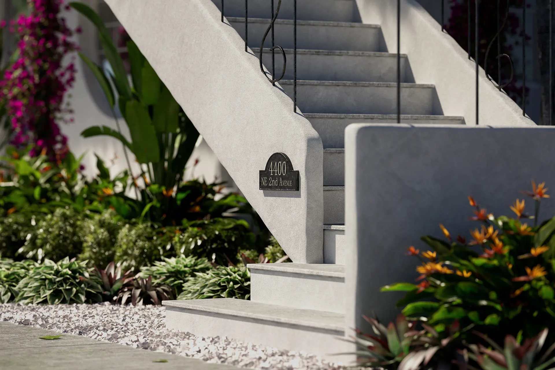 Rendering for the public library in Frankfurt - A contemporary building with a curved facade and curved glass rooftop and symmetrical arch windows, lit at night in a modern urban setting.