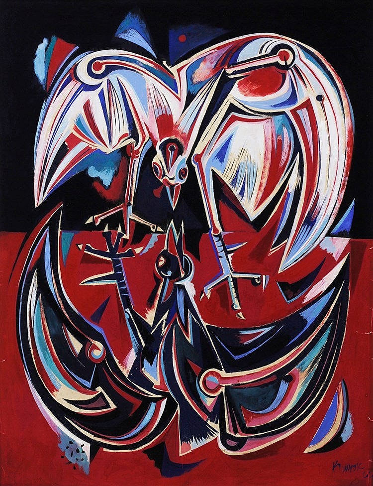 Cockfight by Ang Kiukok, 1966