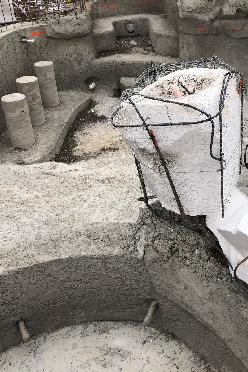 A piece of cement covered with wire mesh.