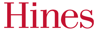 Red stylized text spelling Hines in a serif font.