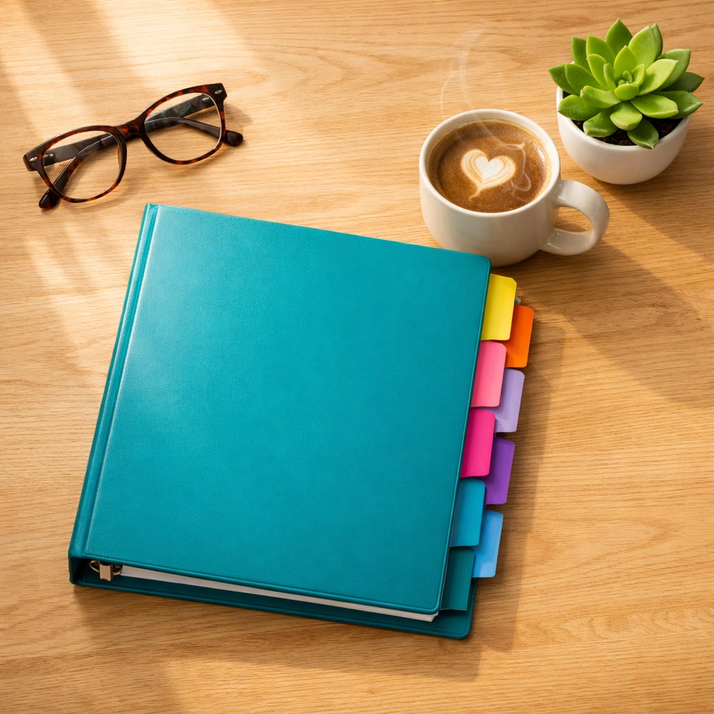 Organized medical records binder on a sunny desk, providing newly diagnosed autism help for parents.