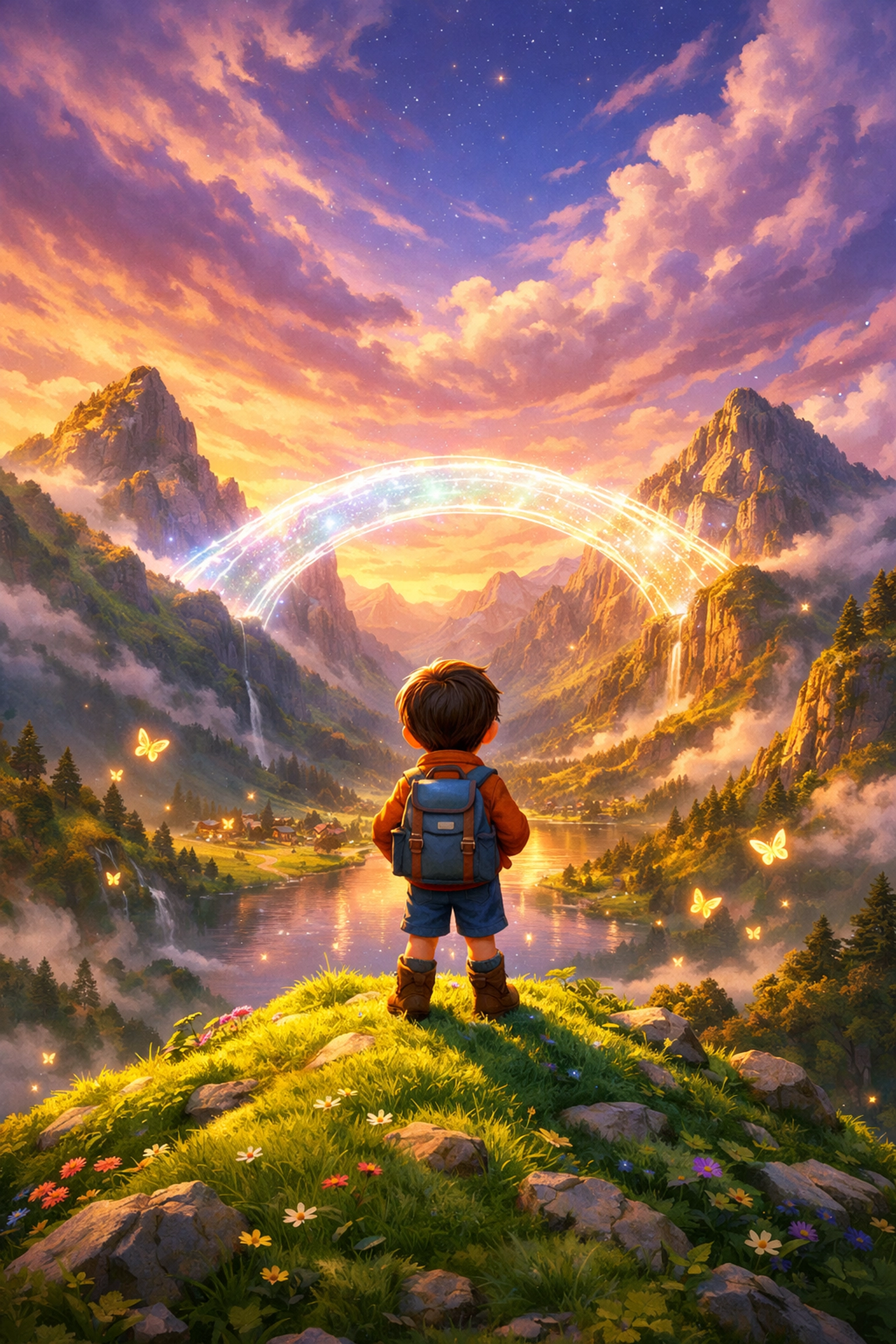 A child looking at a sunrise, symbolizing the journey of growth and hopeful future for those on the autism spectrum.