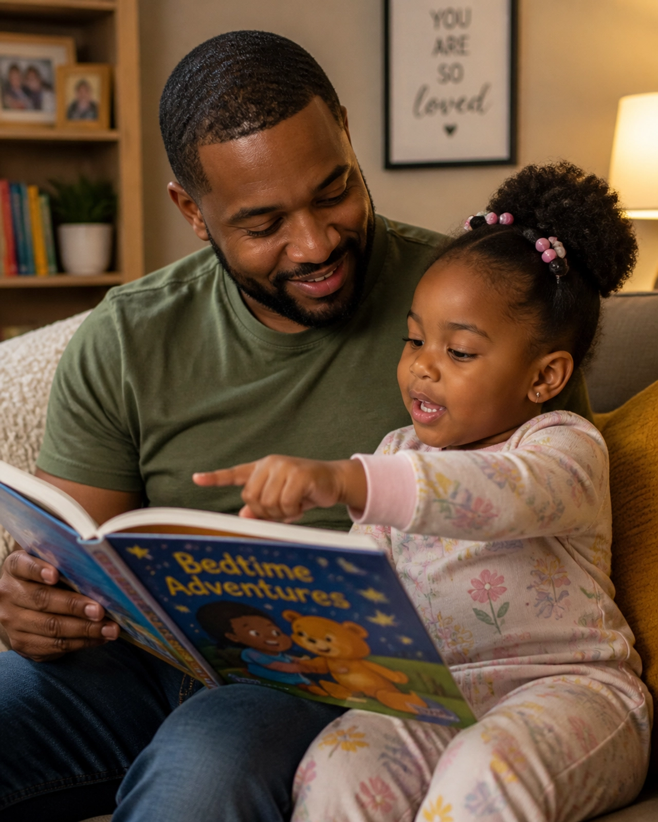 A father and daughter reading a book together, highlighting the importance of connection