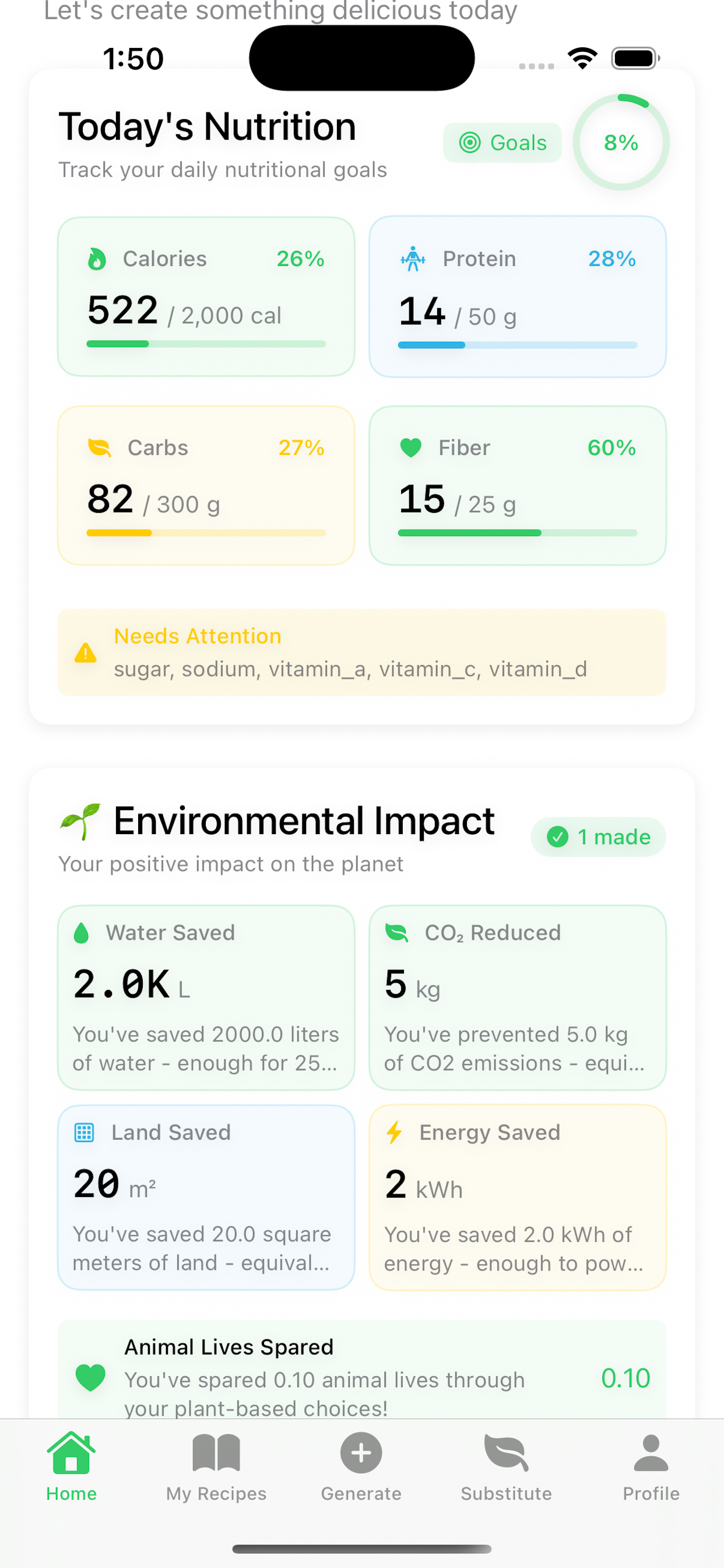 Plentish home screen
