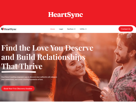 HearSync: Sleek one-page Webflow template designed for relationship coaches.