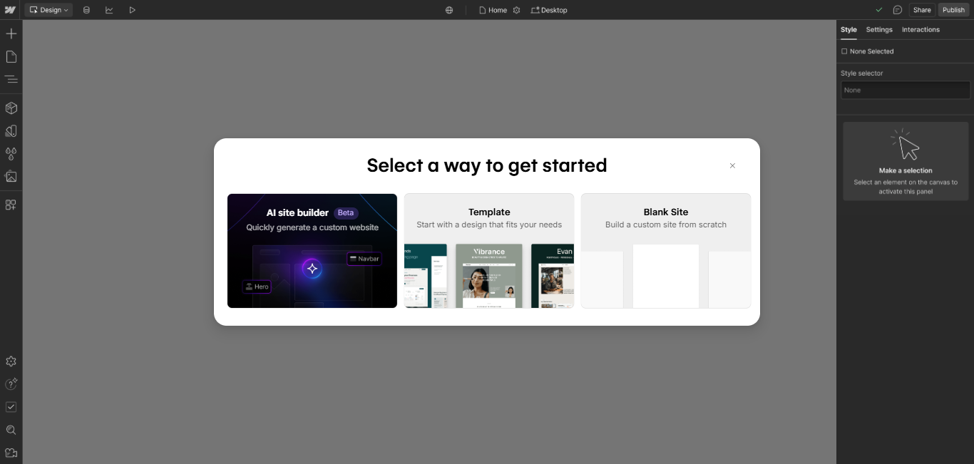 Webflow site creating