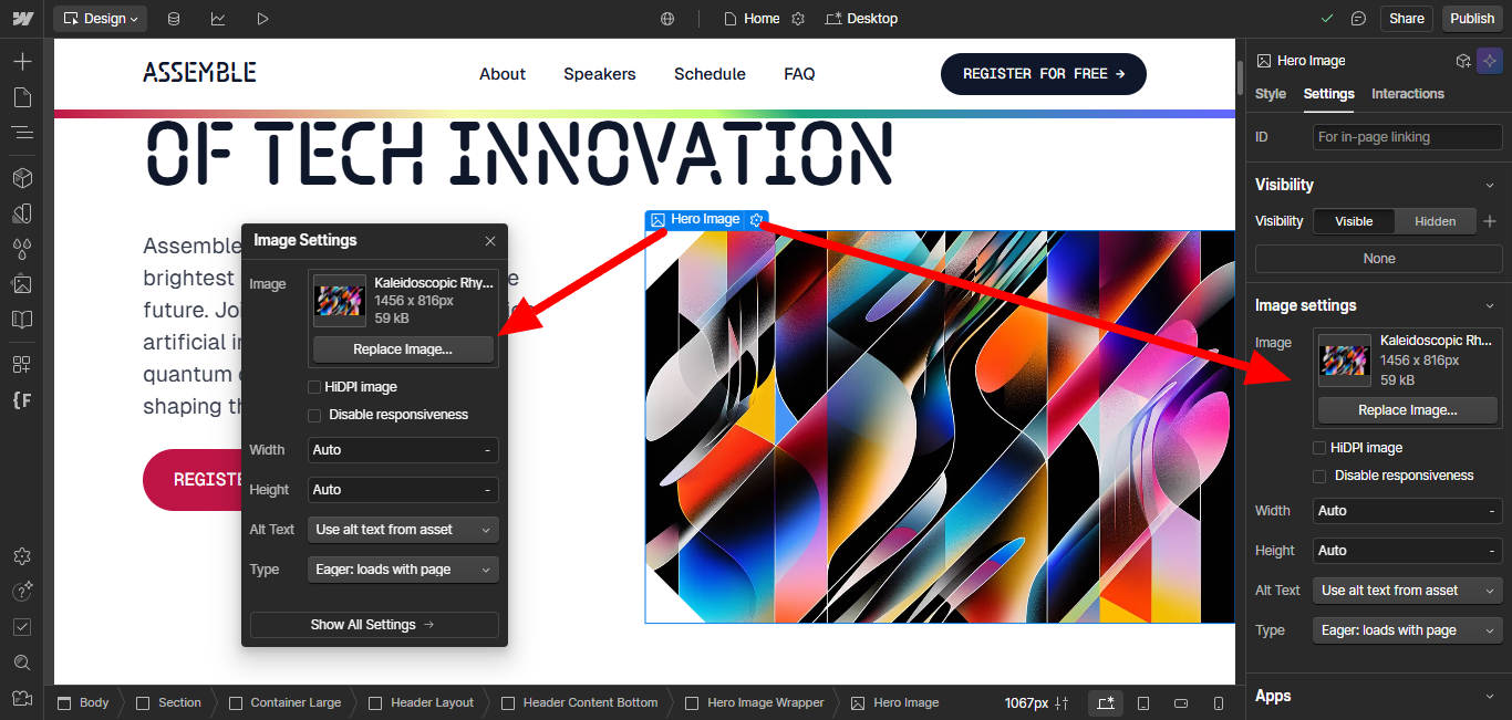 Webflow image swap