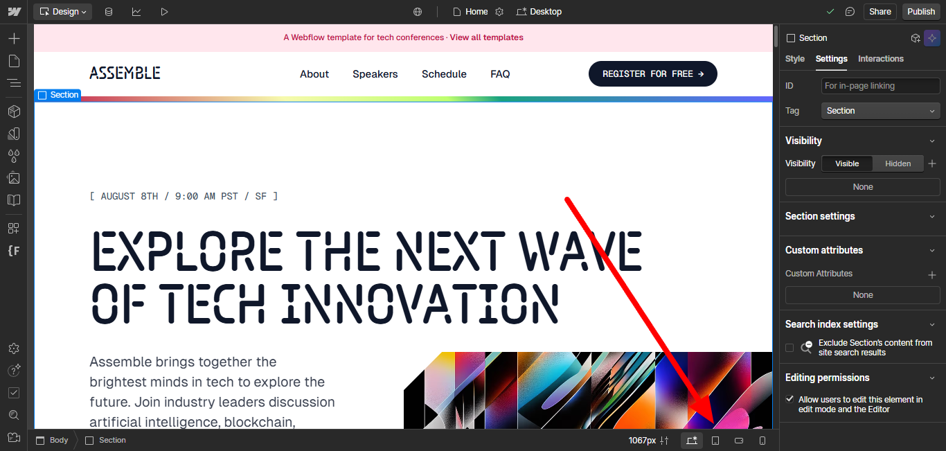 Webflow responsiveness adjustment