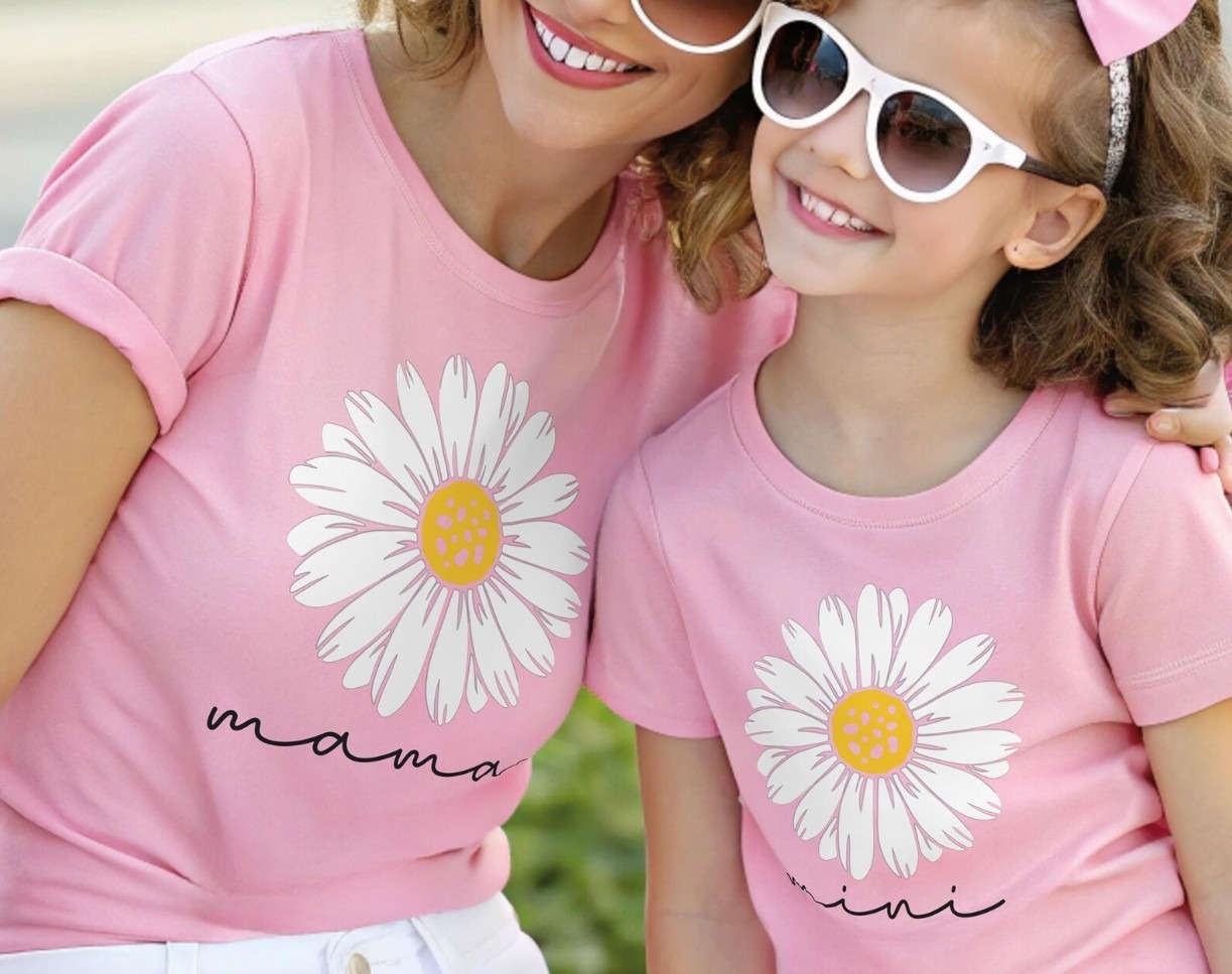 Matching mother-daughter spring shirts