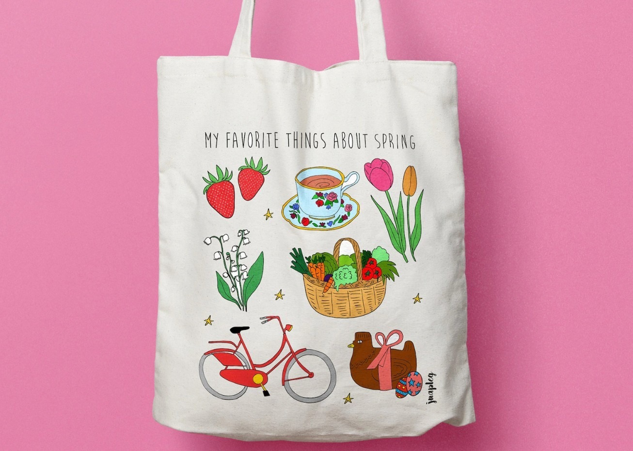 Spring-themed tote bag