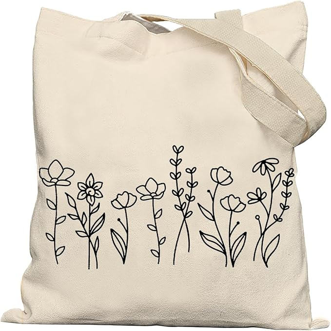 Canvas grocery bag with floral print