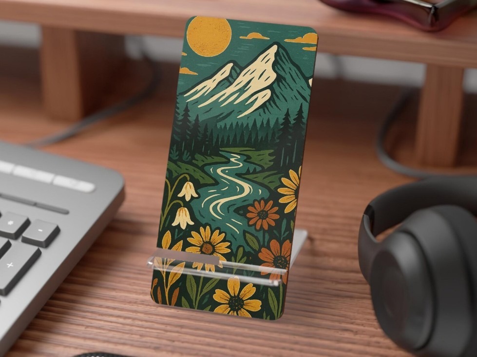 Phone stand with cheerful design