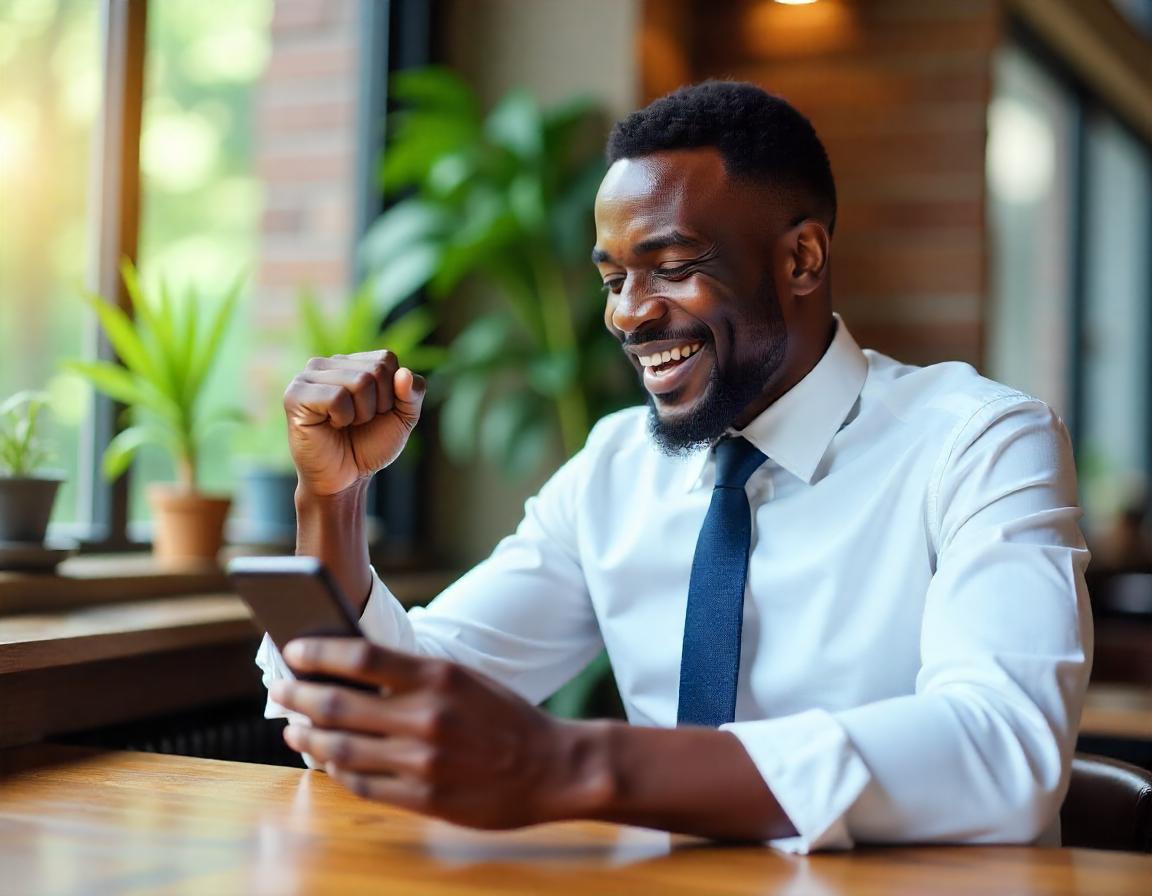 man checking his phone for his business loan
