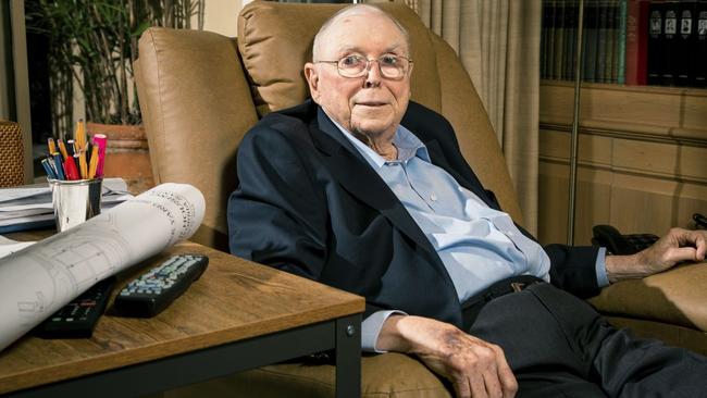 Charlie Munger, 97, is a billionaire in his own right – estimated to be worth more than $2bn – and well known for his lengthy and successful partnership with Warren Buffett. Picture: Michael Lewis