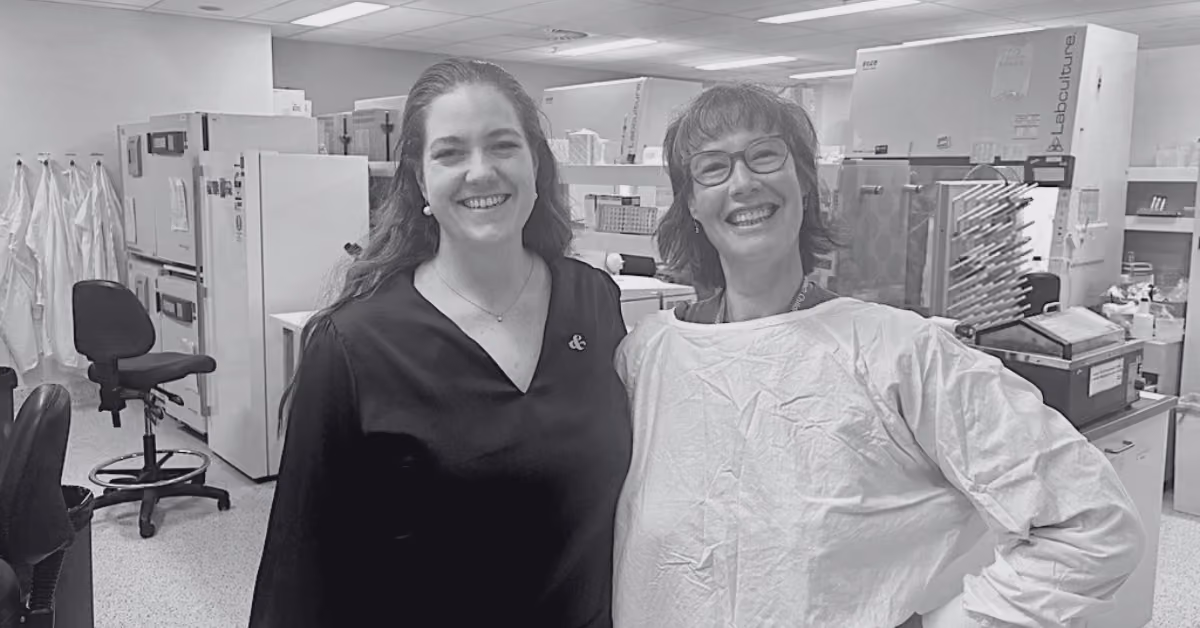 HM1 Chief Operating Officer Maggie O’Neill with A/Prof Elizabeth Ng at the Murdoch Children's Research Institute in Melbourne (March 2026).