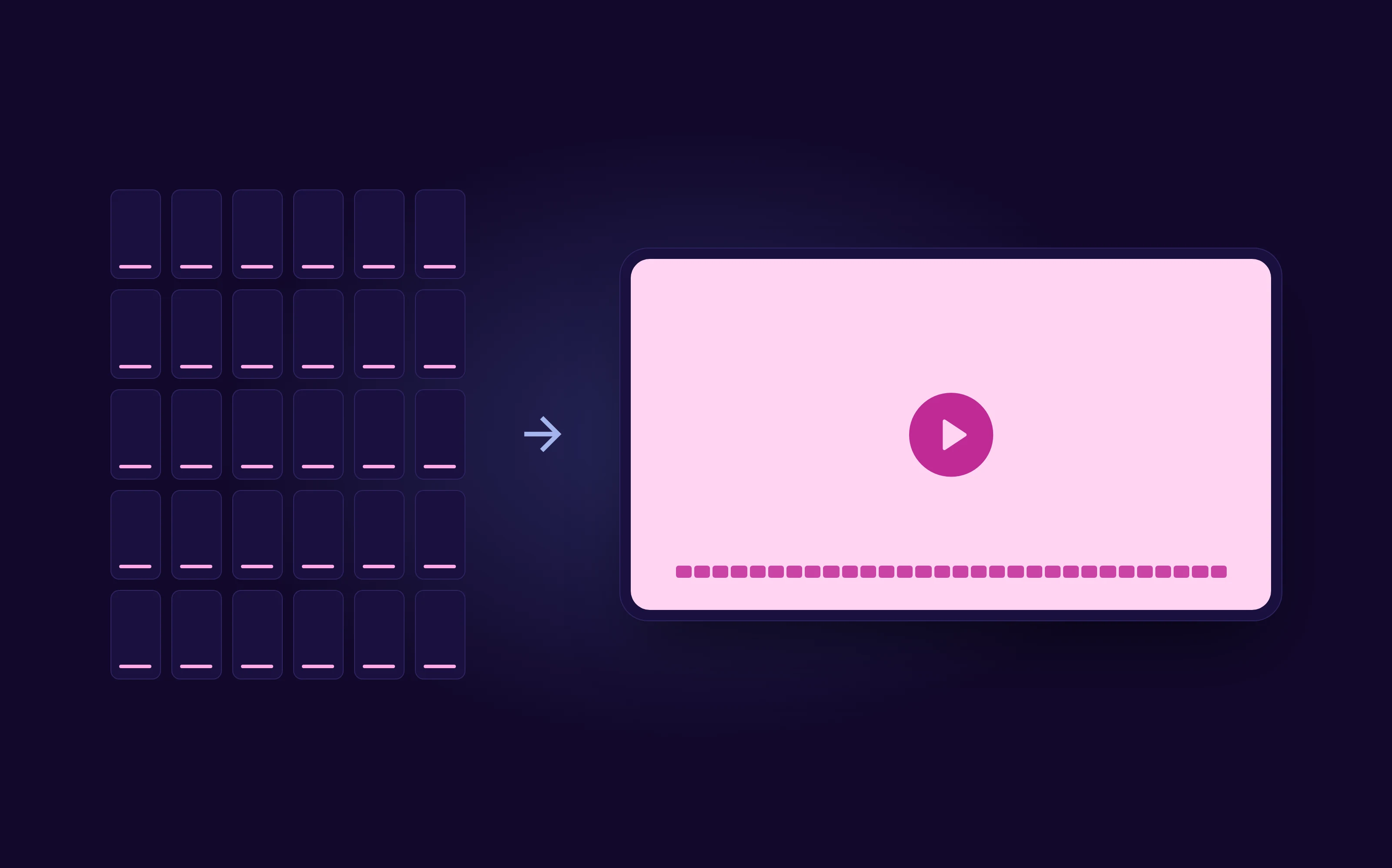 Thirty short vertical Reels on the left and one widescreen 90-minute video on the right: short Reels lead to the long Instagram video