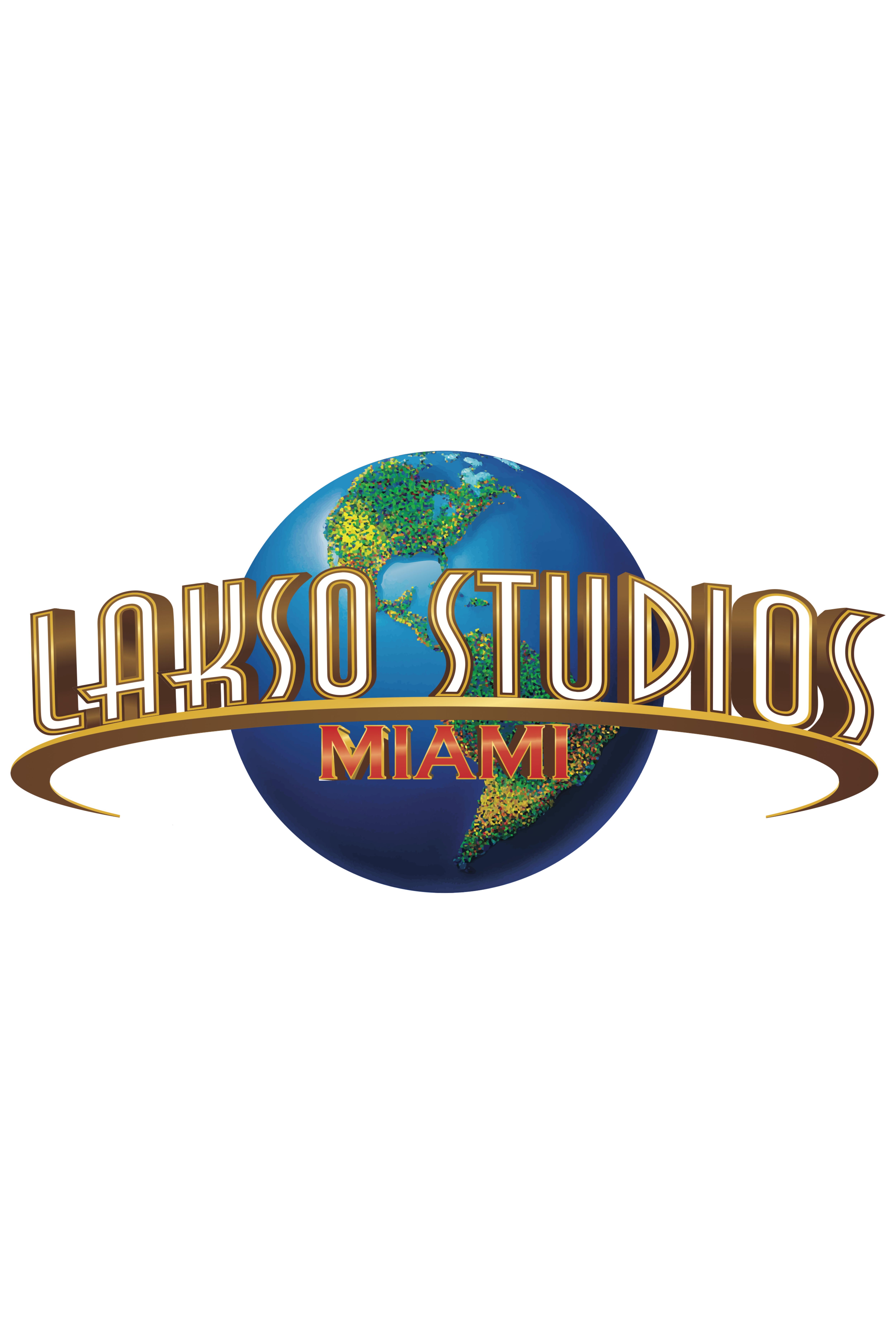 Logo of Lasko Studios Miami featuring a stylized globe with North and South America and gold and red text.