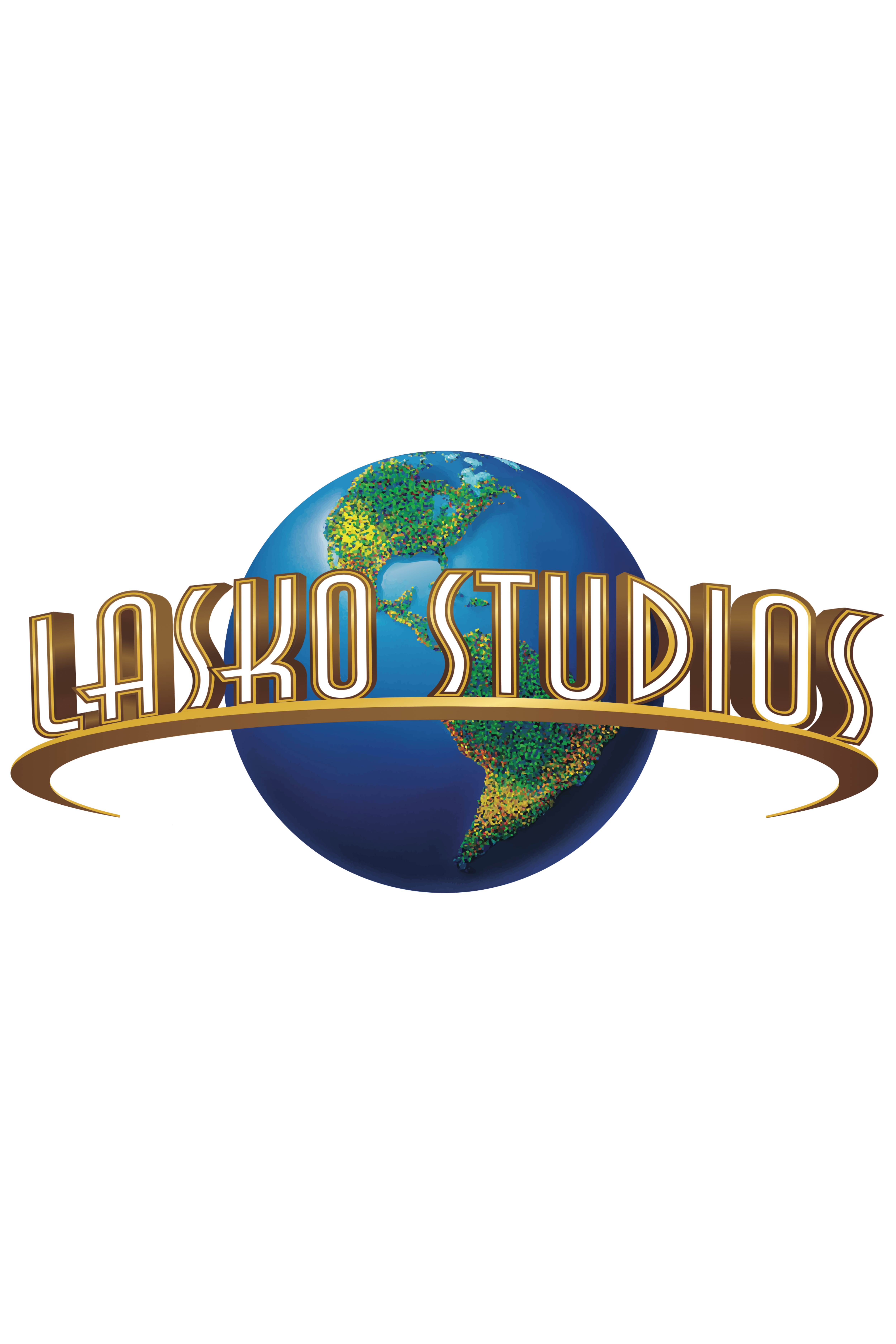 Logo of Lasko Studios Miami featuring a stylized globe with North and South America and gold and red text.