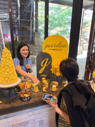 A guest interacting with an activation