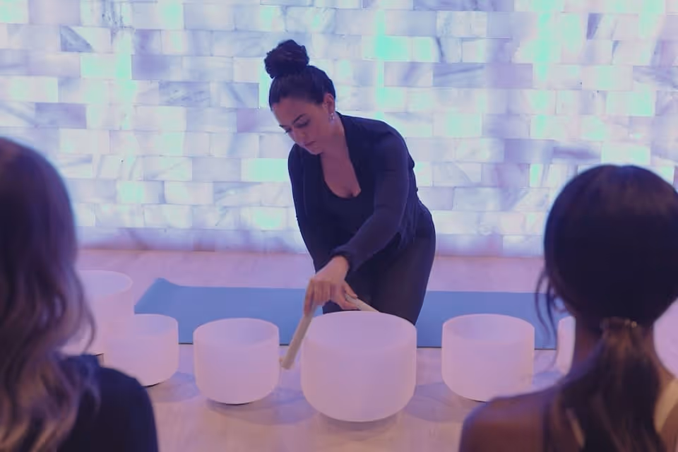 The sound bath meditation creates a peaceful and restorative experience for participants