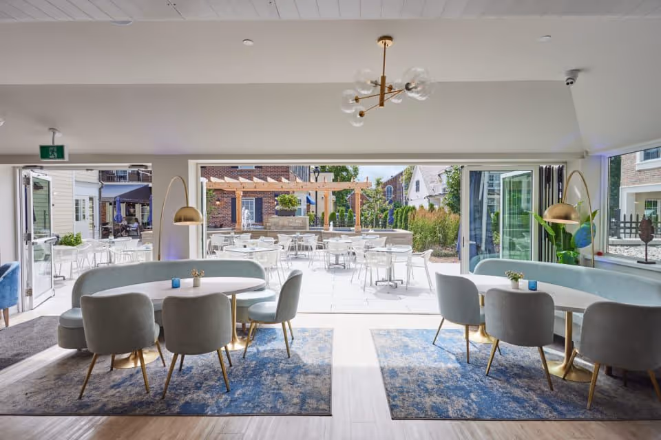 A interior shot with open patio